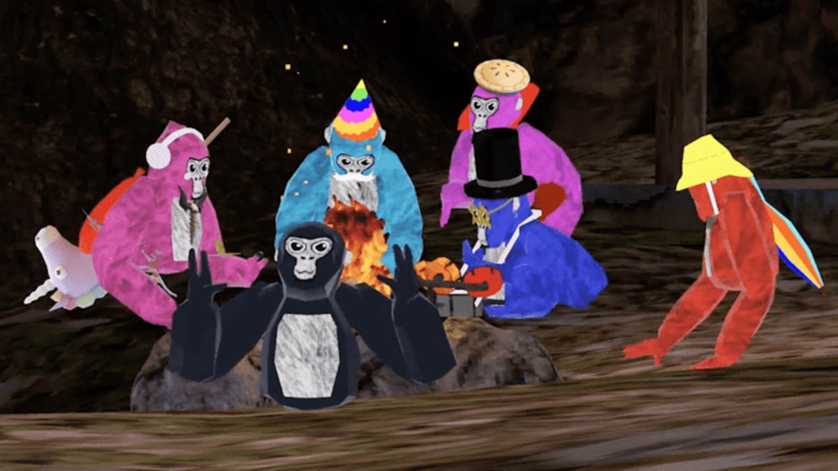 Gorilla Tag players in a VR world
